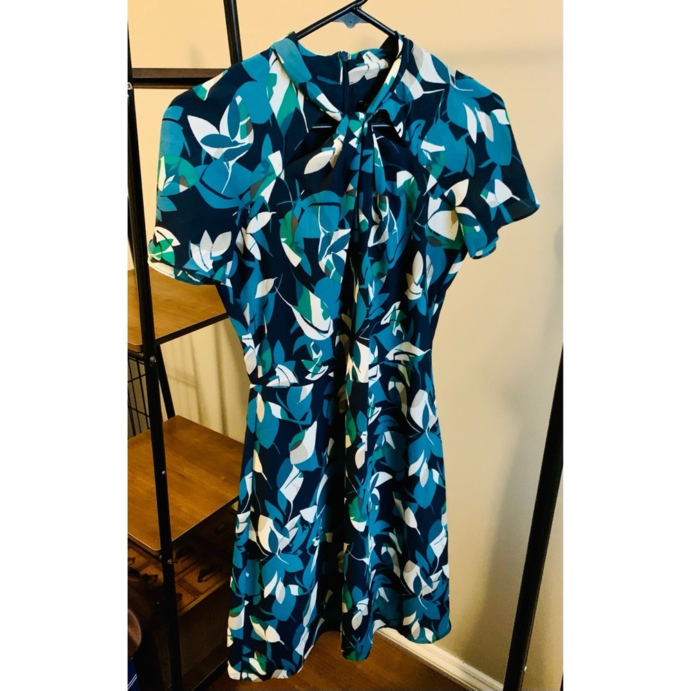 Banana Republic Blue Floral Twist Front Dress